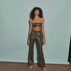 One mile the label khaki leather pants